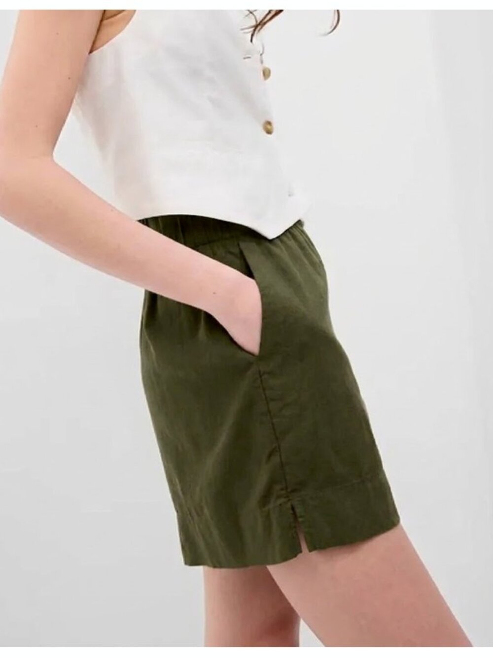 GAP Womens Linen-Blend Pull-On Shorts M